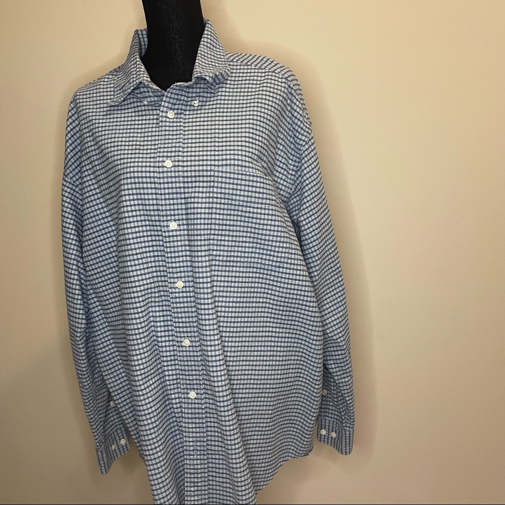 Men's Naturalife Long-Sleeved Button-Down Shirt, Size XL, Blue and Gray Plaid
